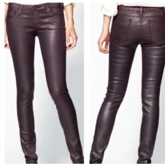 Ag Adriano Goldschmied Denim - Adriano Goldschmeid The Legging Ankle Super Skinny Faux Leather Pants Size 28R